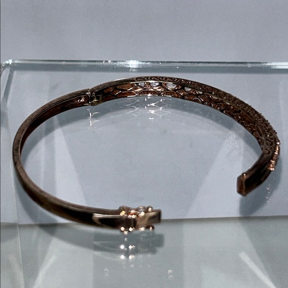NWOT Designer Rose Gold Plated Sterling Silver Genuine Morganite Bangle Bracelet - Picture 8 of 8